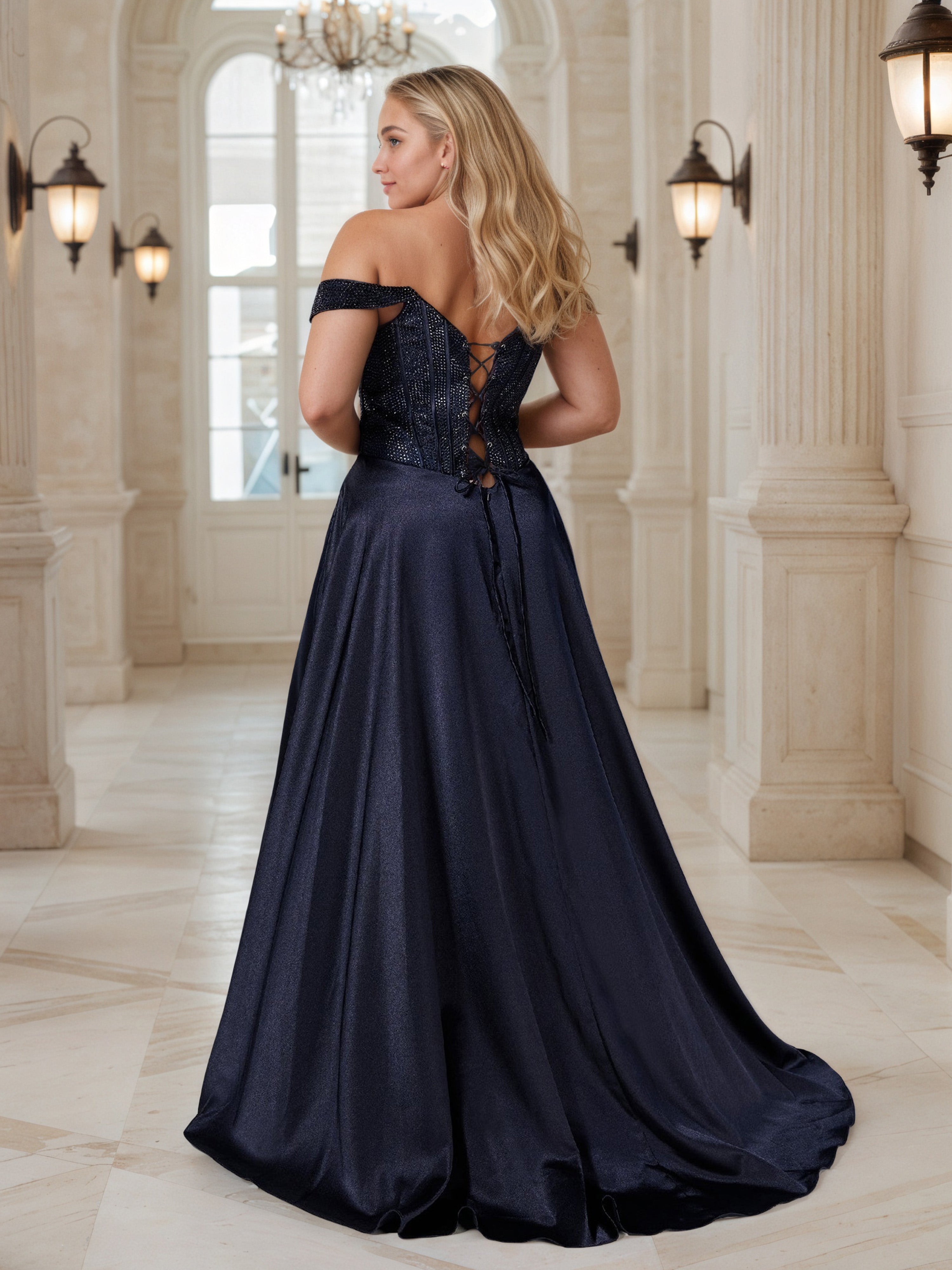 Olive Green Front Split Long A-line Plus Size Prom Dress