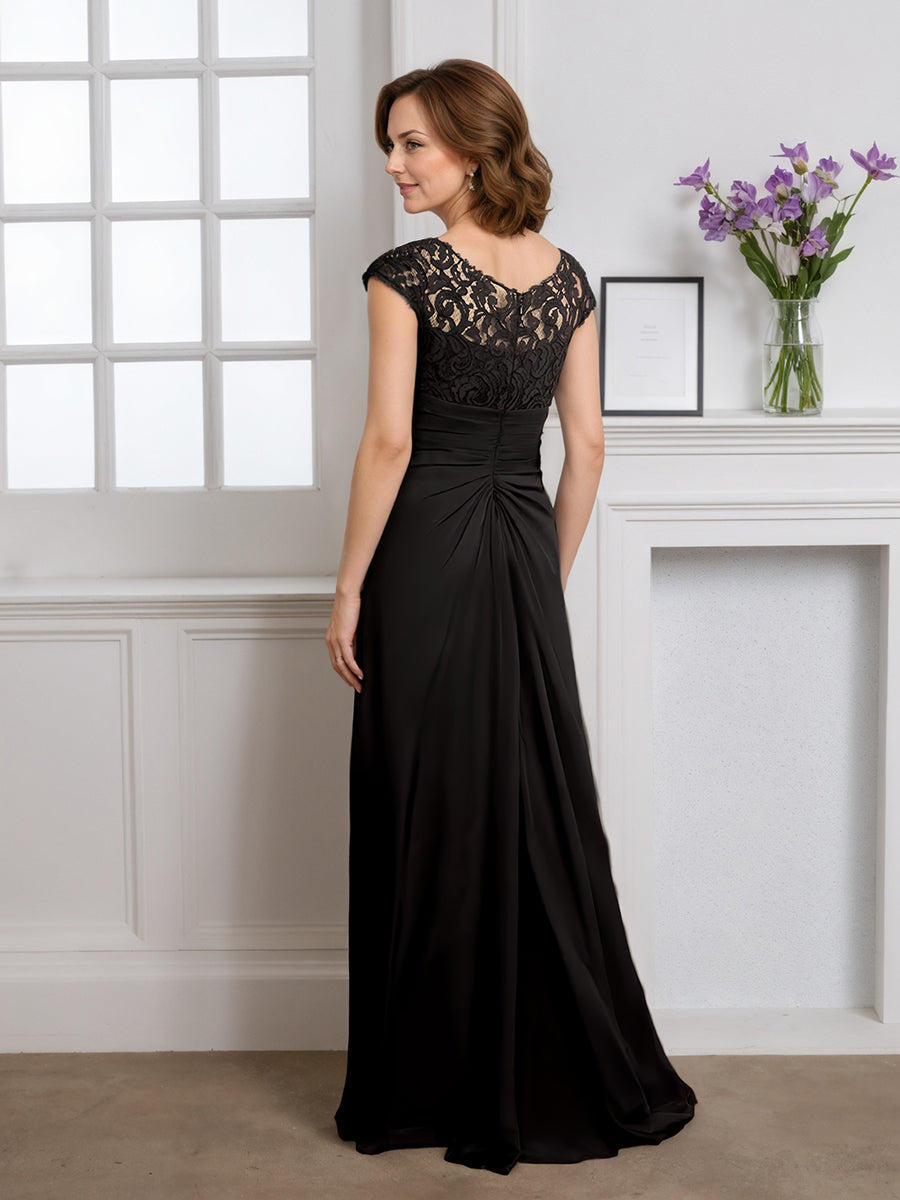 Cicinia Black Mother Of The Bride Dress Long Sheath Floor Length Asymmetric Neckline