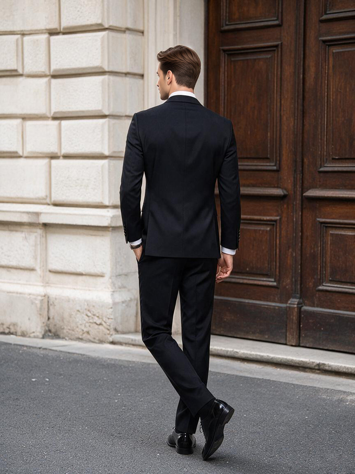 Cicinia Shawl Lapel Tuxedo Single Breasted Satin Lapel 2 Pieces Black Men's Suits
