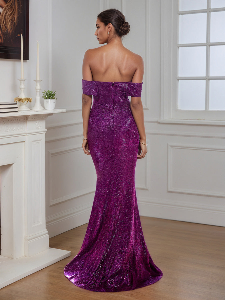 Pretty Off The Shoulder Evening Gown Sheath Long Prom Dress