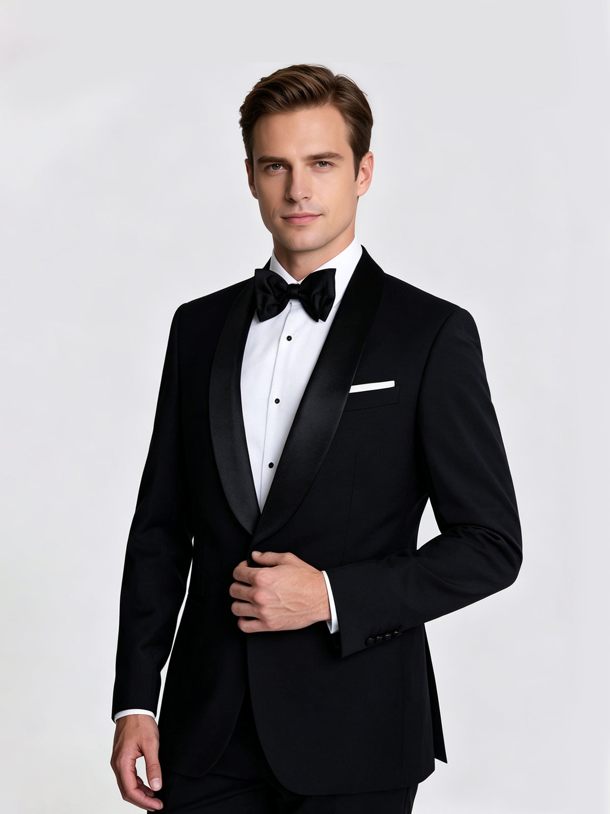 Cicinia 3 Pieces Tuxedo Shawl Lapel Formal Outfit Tailored Fit Solid Black Men's Suits