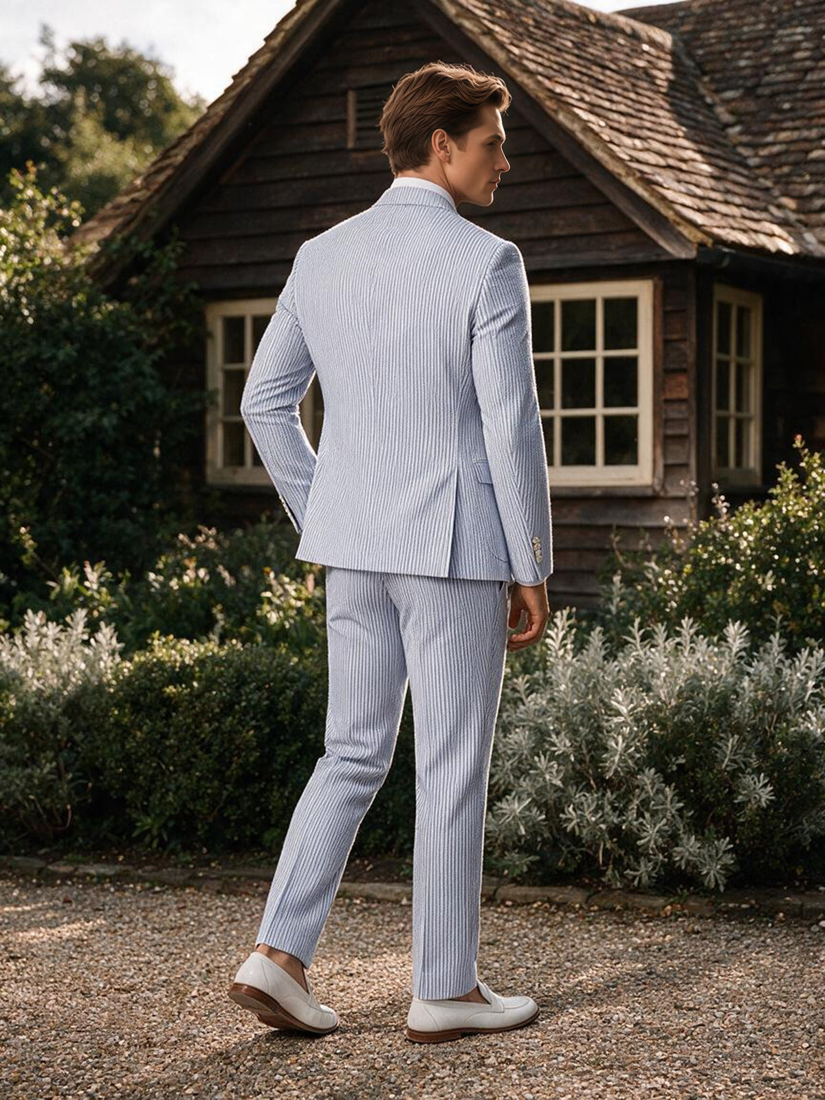 Cicinia Men's Sky Blue 2 Piece Suits Slim Fit Notch Lapel Groom Suit