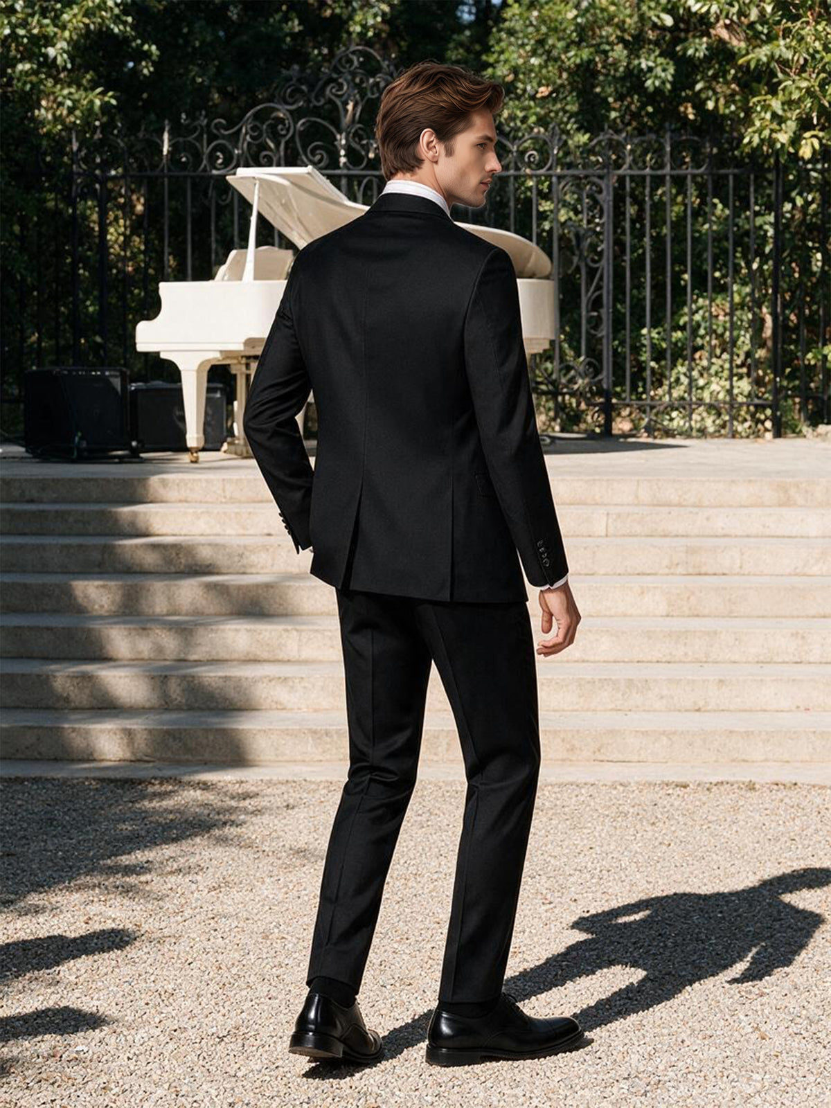 Cicinia Black Notch Lapel Single Breasted 2 Piece Business Outfit Men Suits
