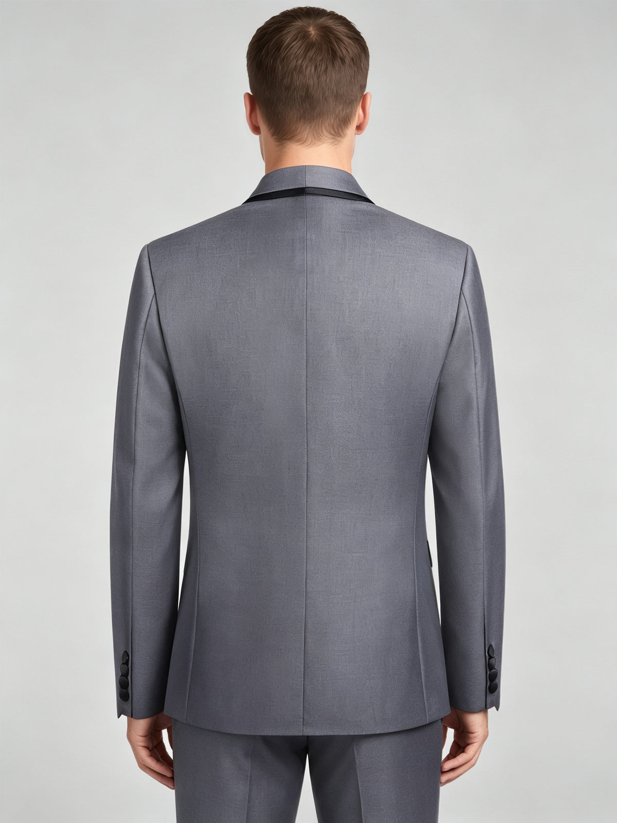 Cicinia 3 Pieces Slim Fit Tuxedo Peak Lapel Grey Men's Suits Vest Jacket Trousers Outfit Formal Suit