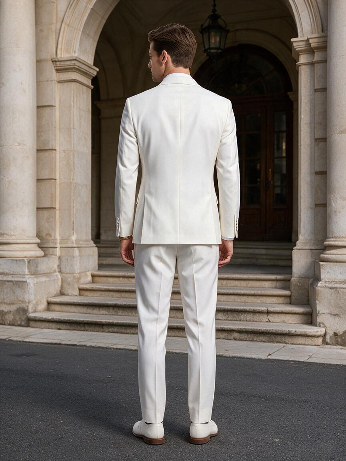 Cicinia Elegant Ivory Men's Suits 2 Pieces Shawl Lapel Double Breasted Groom Suit