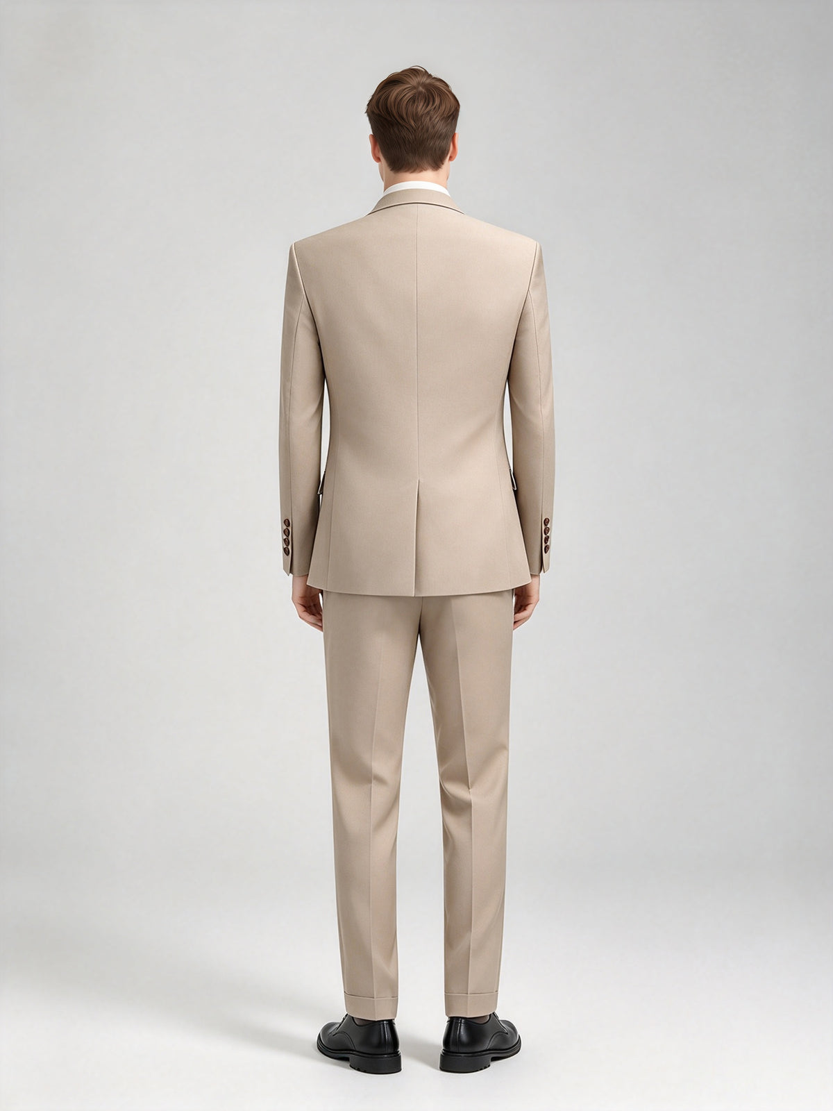 Cicinia Champagne Men's Suits Slim Fit Notch Lapel 3 Pieces Solid Jacket Vest Trousers Suit
