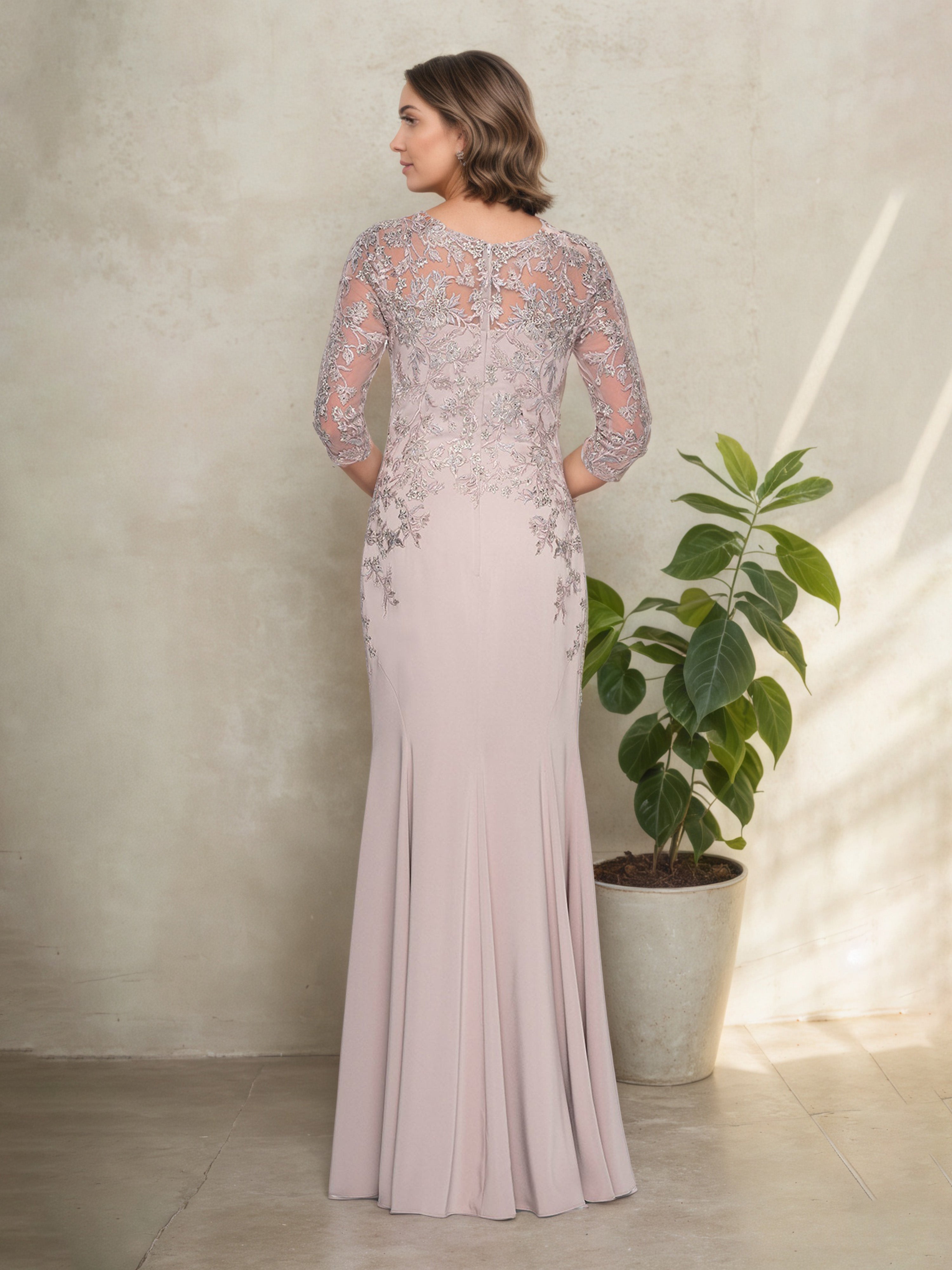 Sheath/Column V-Neck Dusk Mother Of The Bride Dress