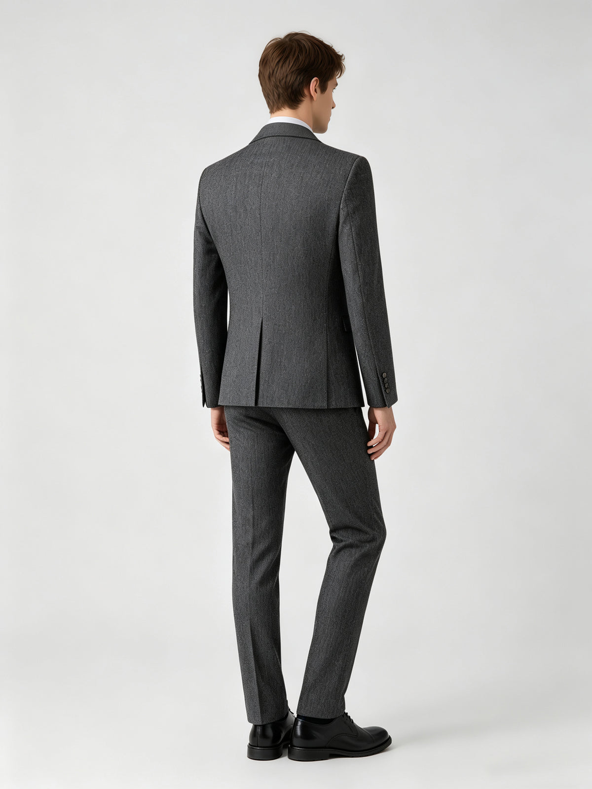 Cicinia 3 Pieces Men Suit Notch Lapel Textured Jacket Matching Vest Straight Cut Trousers Grey Men's Suits