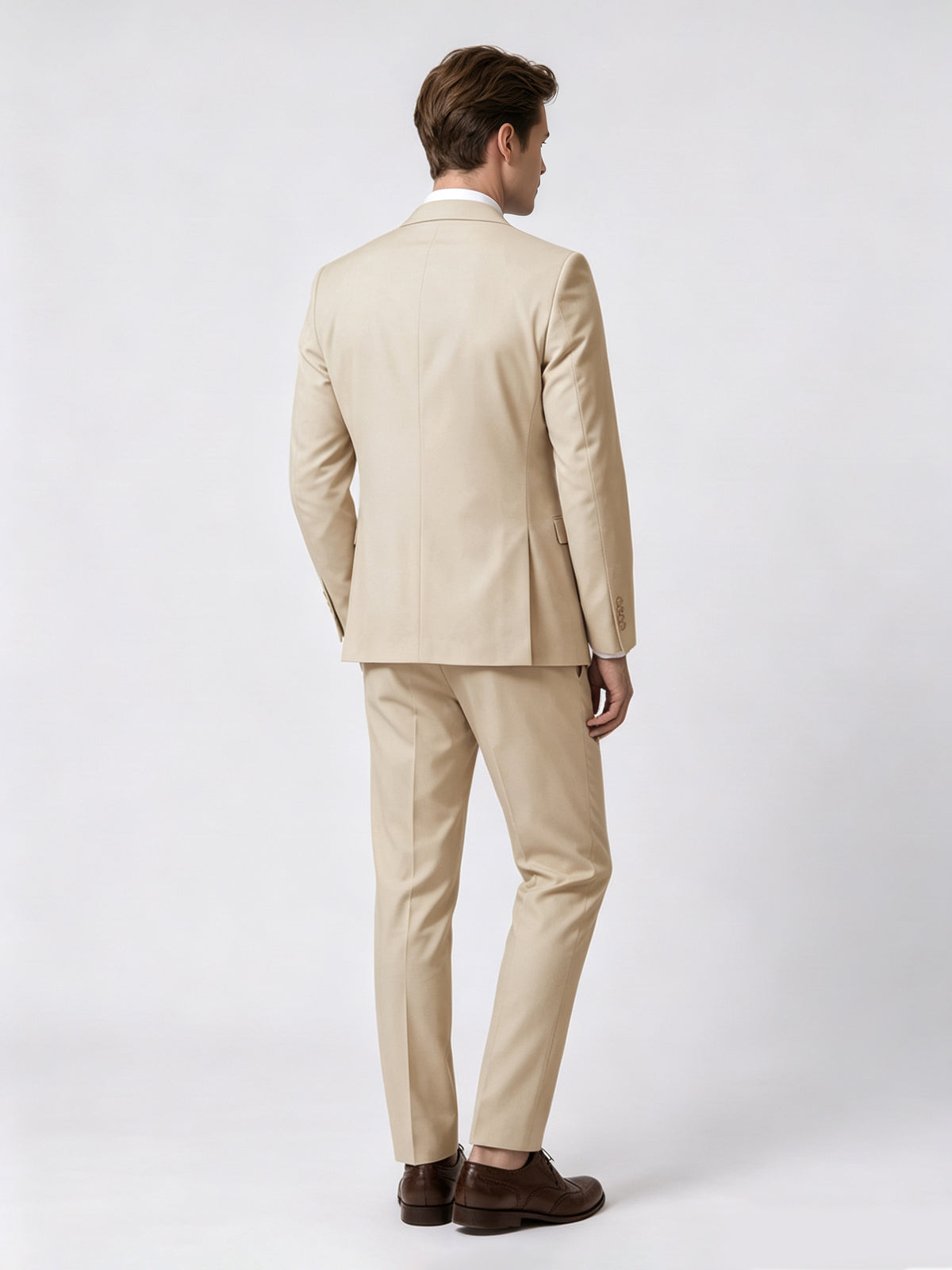 Cicinia Classic Wedding Outfit 3 Pieces Suit Notch Lapel Solid Single Breasted Slim Fit Champagne Men's Suits