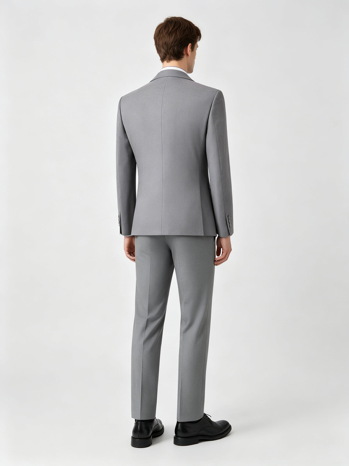 Cicinia Peak Lapel Single Button 3 Pieces Suit Jacket Double Breasted Vest Straight Cut Trousers Solid Grey Men's Suits