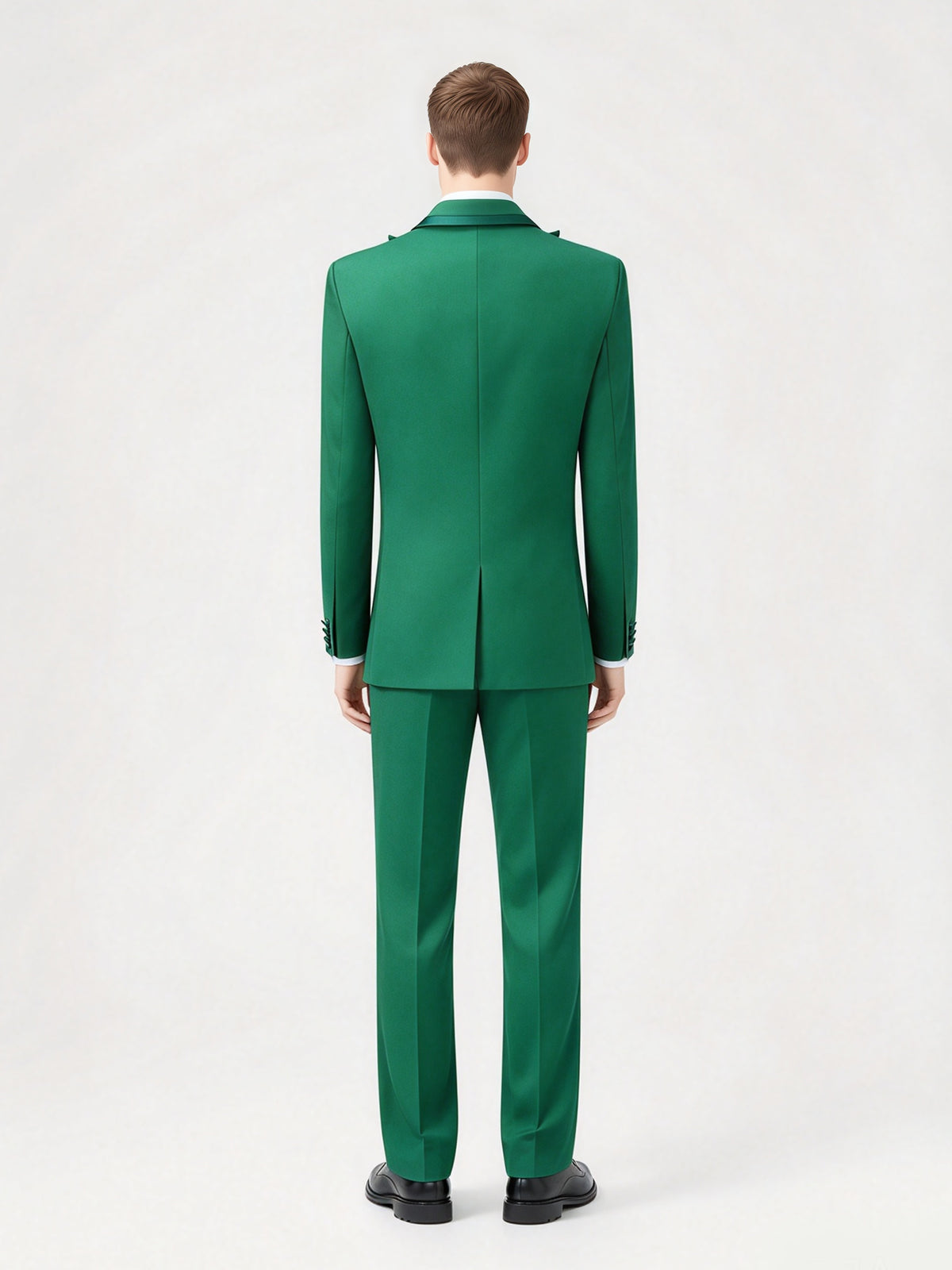 Cicinia 3 Pieces Peak Lapel Single Breasted Slim Fit Solid Green Men's Suits