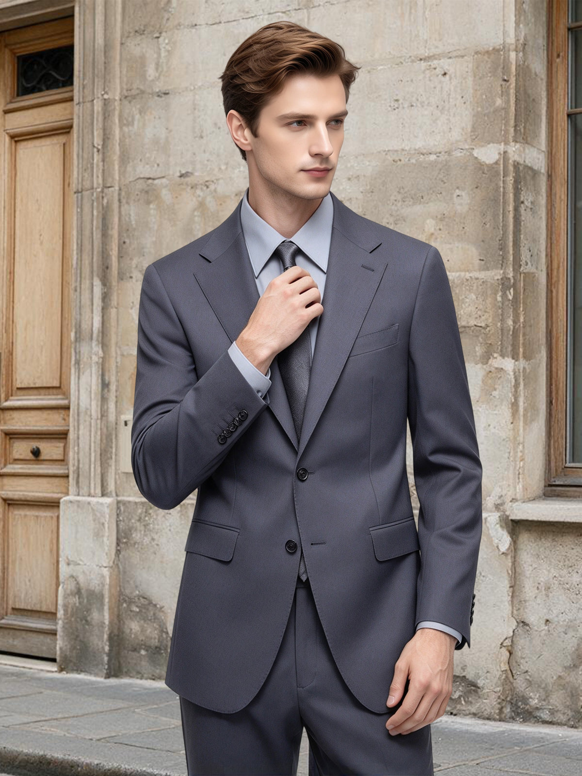 Cicinia Grey Men's Suits Single Breasted Notch Lapel 2 Pieces Men Suit