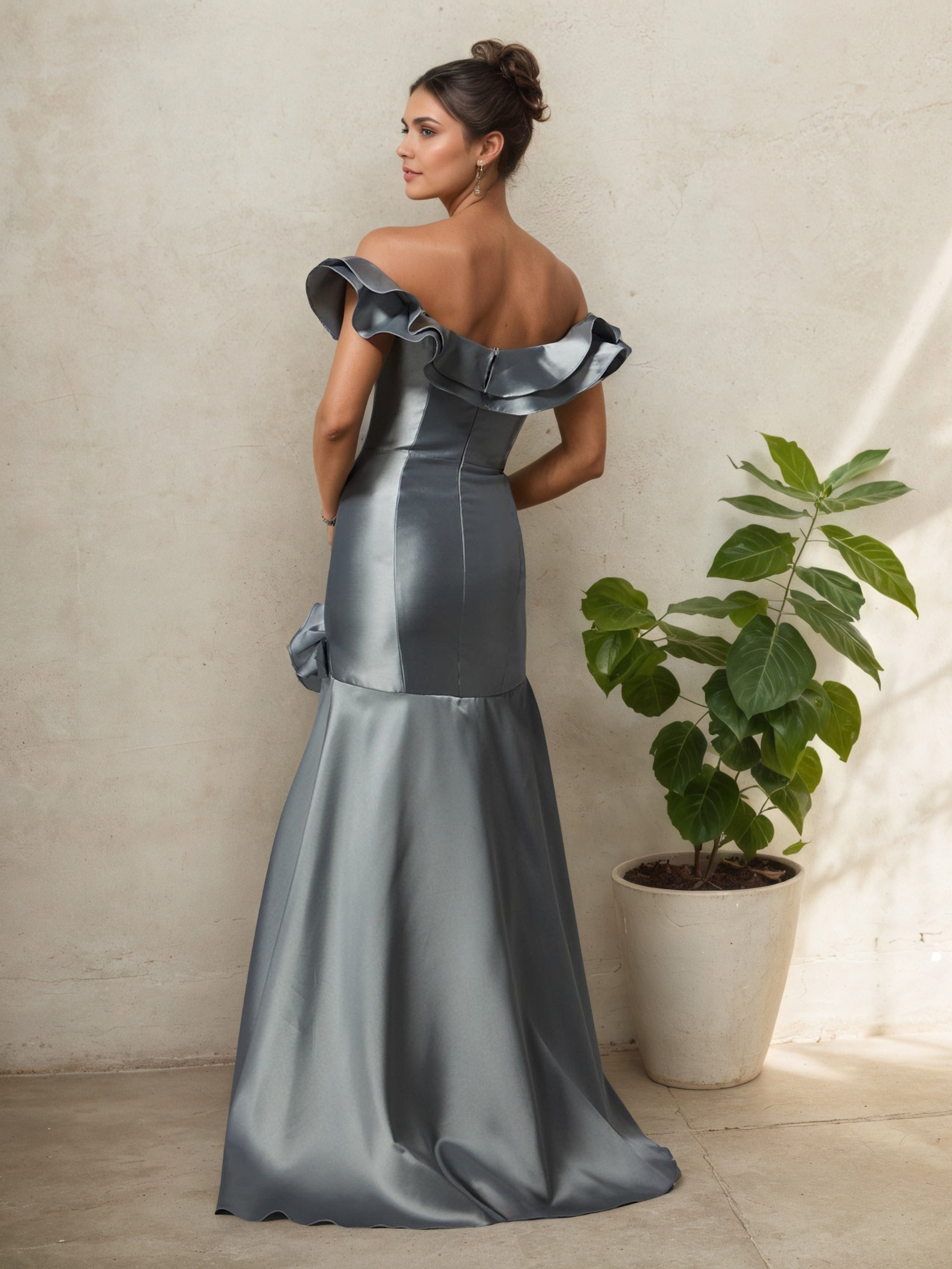 Trumpet/Mermaid Grey Ruffle Strapless Sweep/Brush Train Mother Of The Bride Dress