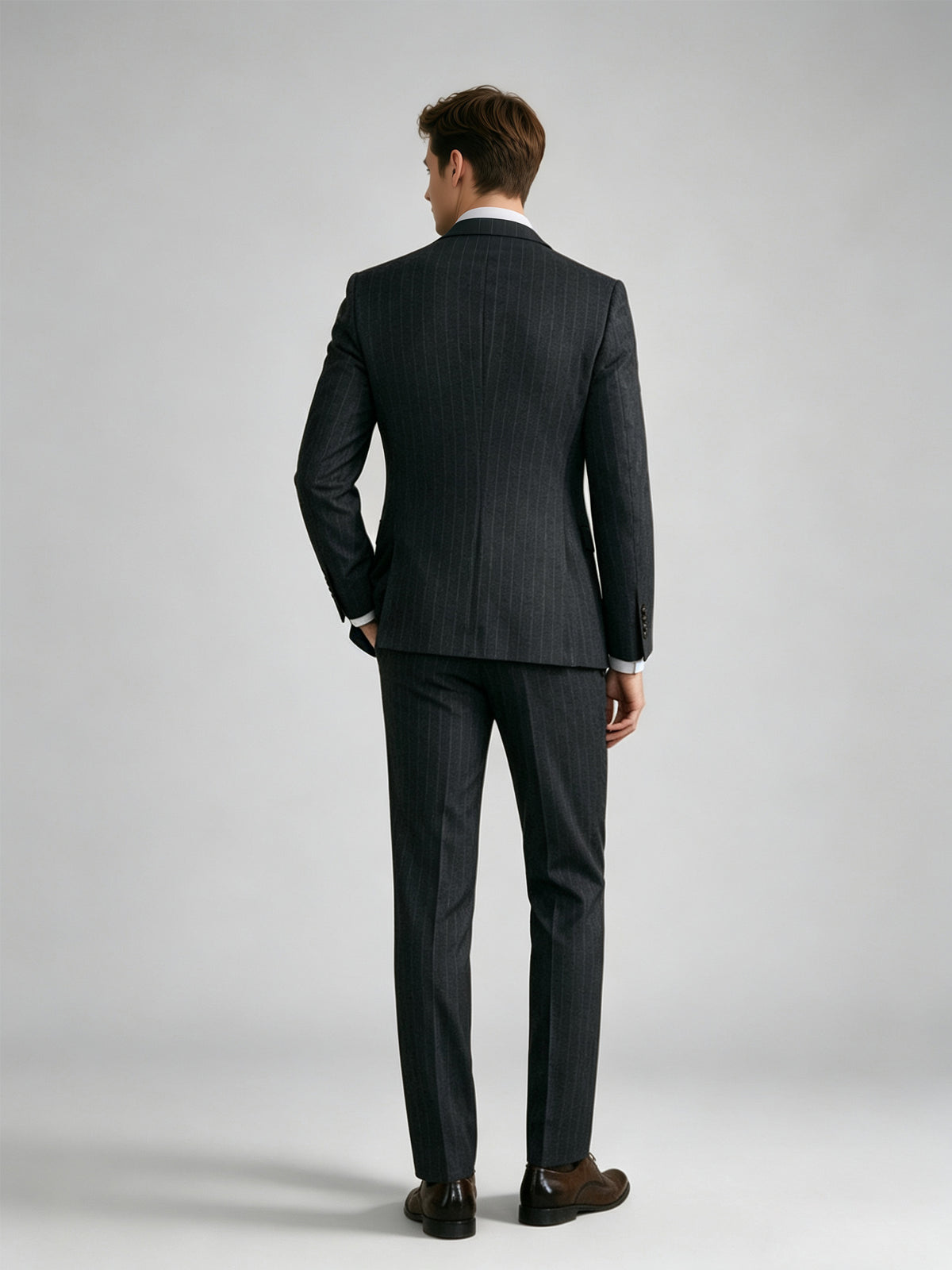 Cicinia Black Men's Suits Pinstripe Notch Lapel Slim Formal 3 Pieces Men Suit