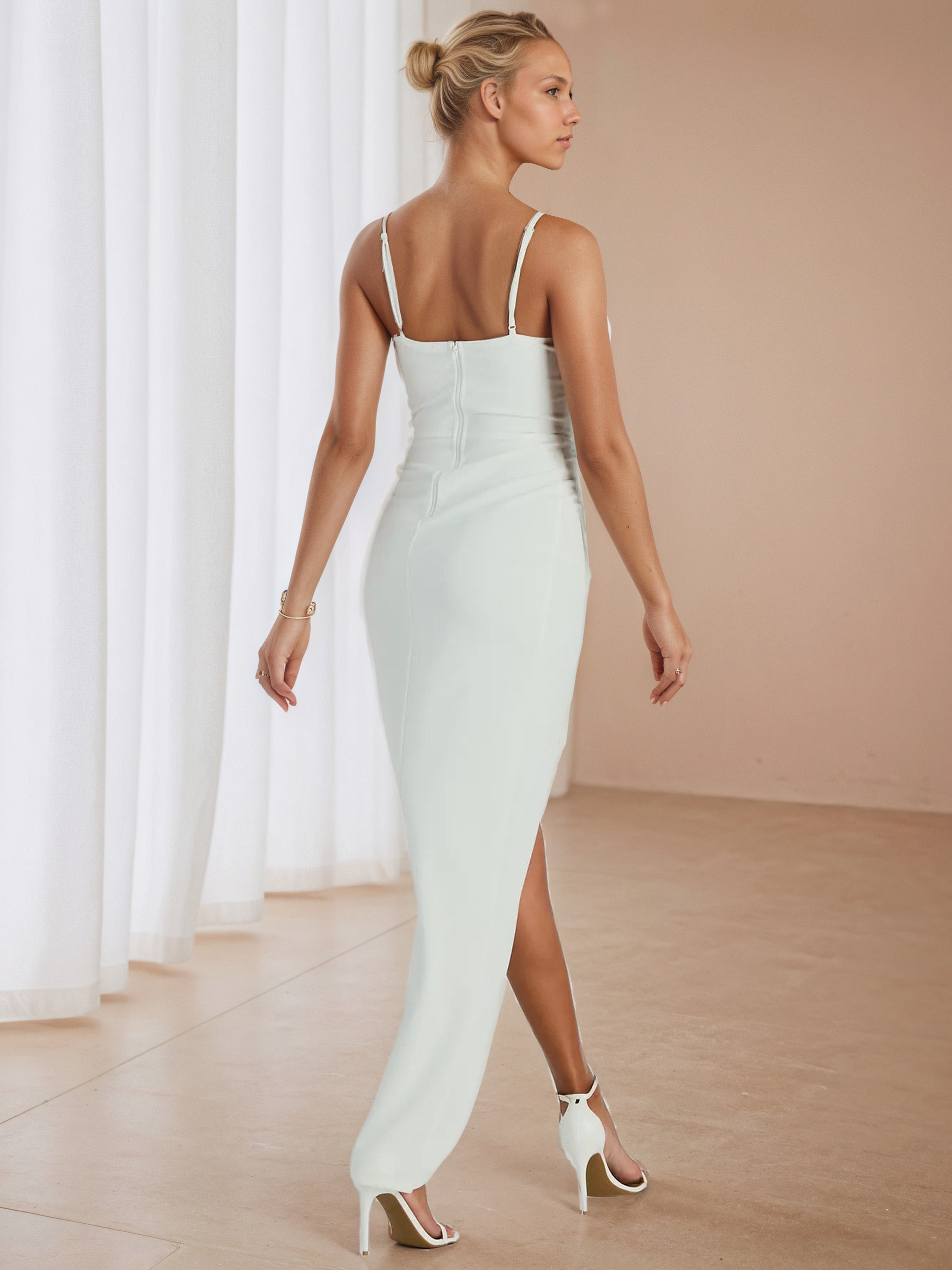 Ivory Sweetheart Trumpet/Mermaid Spaghetti Straps Prom Dress