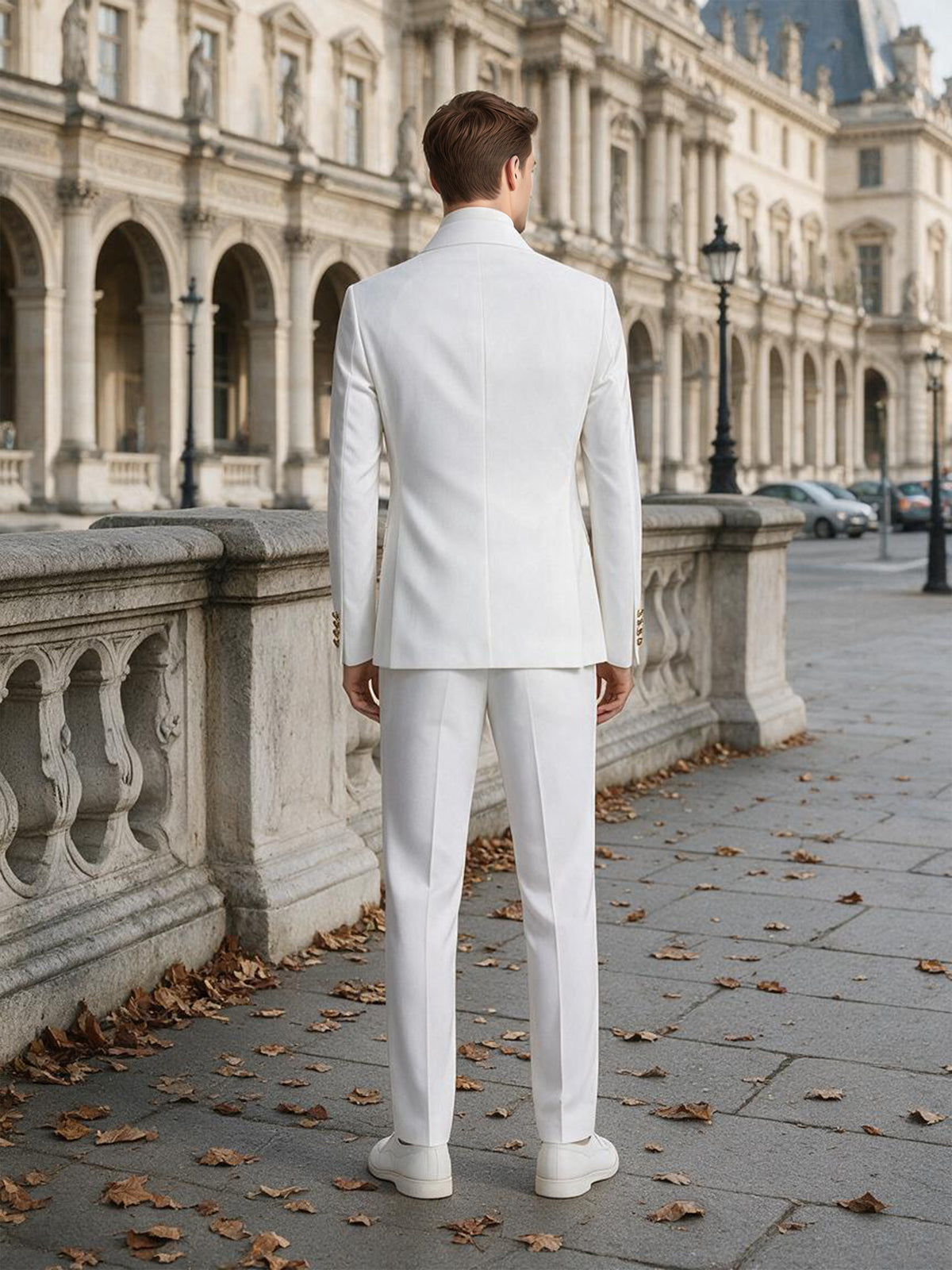 Cicinia Chic 2 Pieces Outfit Peak Lapel Double Breasted White Men's Suits