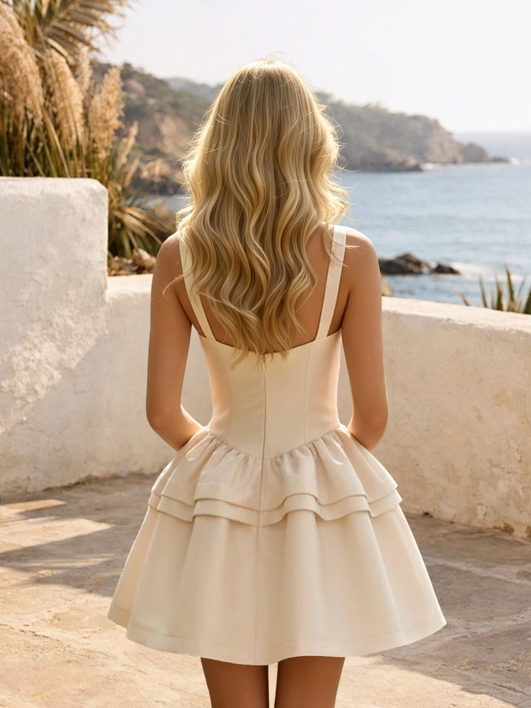 Cicinia Beige Homecoming Dresses Short Satin A-line Mini Length Cocktail Dress