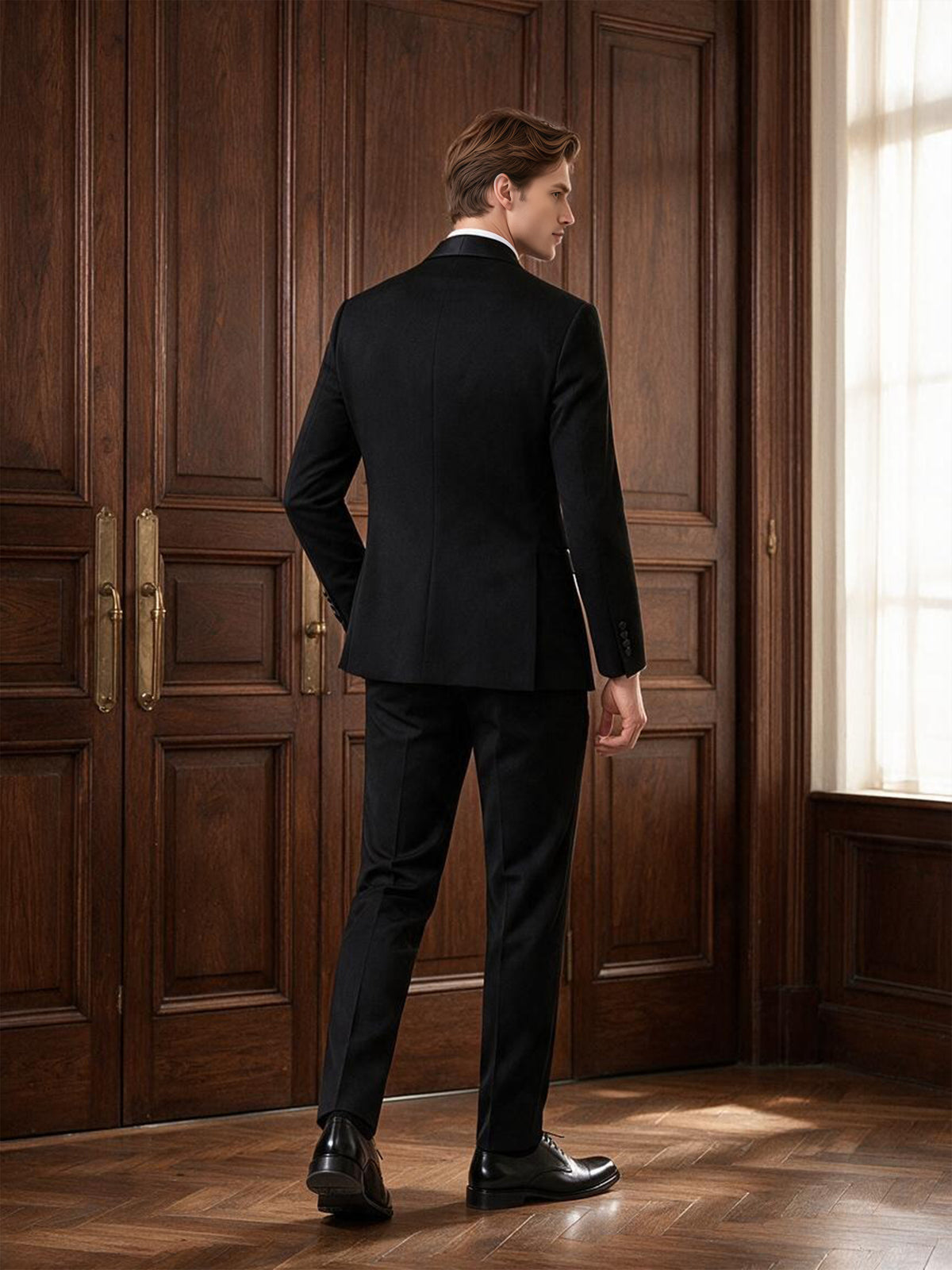 Cicinia Black Shawl Lapel Tuxedo 2 Pieces Slim Fit Formal Men's Suit