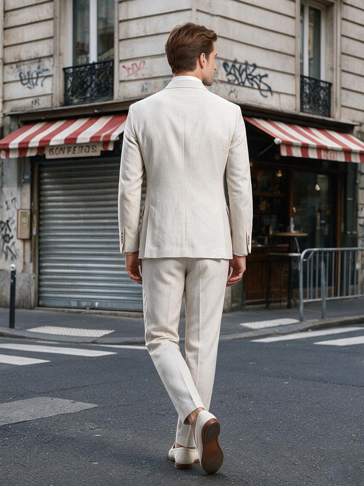 Cicinia Elegant Notch Lapel Single Breasted Relaxed 2 Pieces Ivory Men's Suits