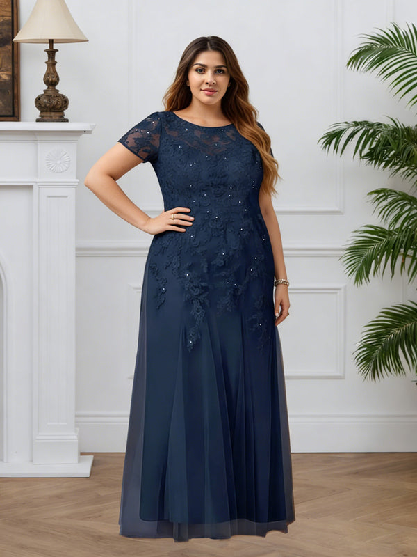 Cicinia Dark Navy Mother Of The Groom Dress Long Chiffon V-neck A-line Half Sleeves main image 1
