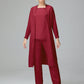 3 Pieces Chiffon Long Sleeves Mother Of The Bride Dress Pants Suits