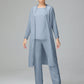 3 Pieces Chiffon Long Sleeves Mother Of The Bride Dress Pants Suits