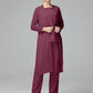 3 Pieces Chiffon Long Sleeves Mother Of The Bride Dress Pants Suits