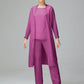 3 Pieces Chiffon Long Sleeves Mother Of The Bride Dress Pants Suits