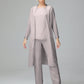 3 Pieces Chiffon Long Sleeves Mother Of The Bride Dress Pants Suits