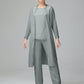 3 Pieces Chiffon Long Sleeves Mother Of The Bride Dress Pants Suits