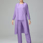 3 Pieces Chiffon Long Sleeves Mother Of The Bride Dress Pants Suits