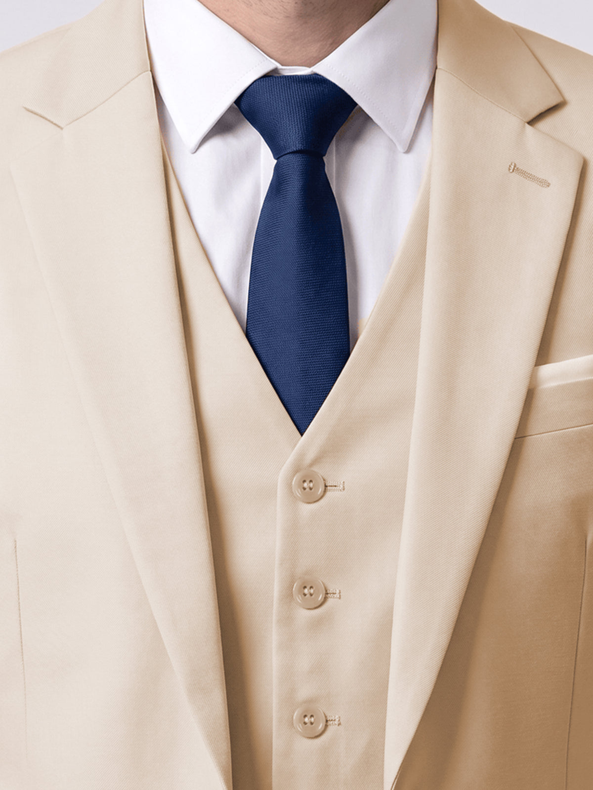 Cicinia Classic Wedding Outfit 3 Pieces Suit Notch Lapel Solid Single Breasted Slim Fit Champagne Men's Suits