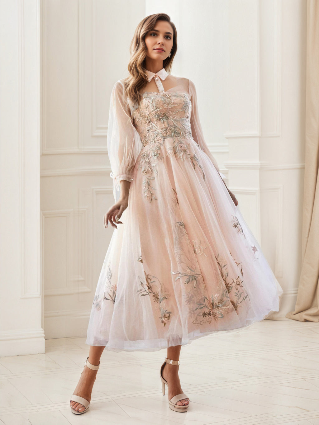 lace club dress Scalloped Lace Trumpet Midi Dress main image 1