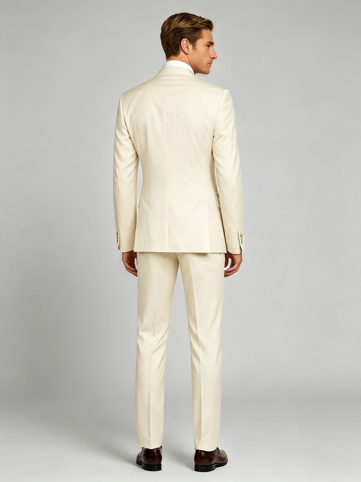 Cicinia Beige Men's Suits 3 Pieces Suit Double Breasted Vest Wedding Tuxedo Formal Outfit