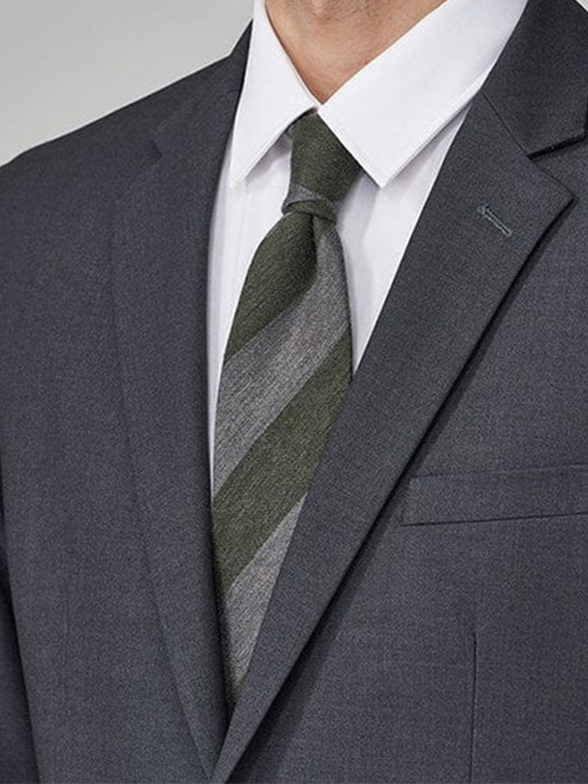 Cicinia Notch Lapel 3 Pieces Suit Two Button Jacket V Neck Vest Straight Leg Trousers Steel Grey Men's Suits