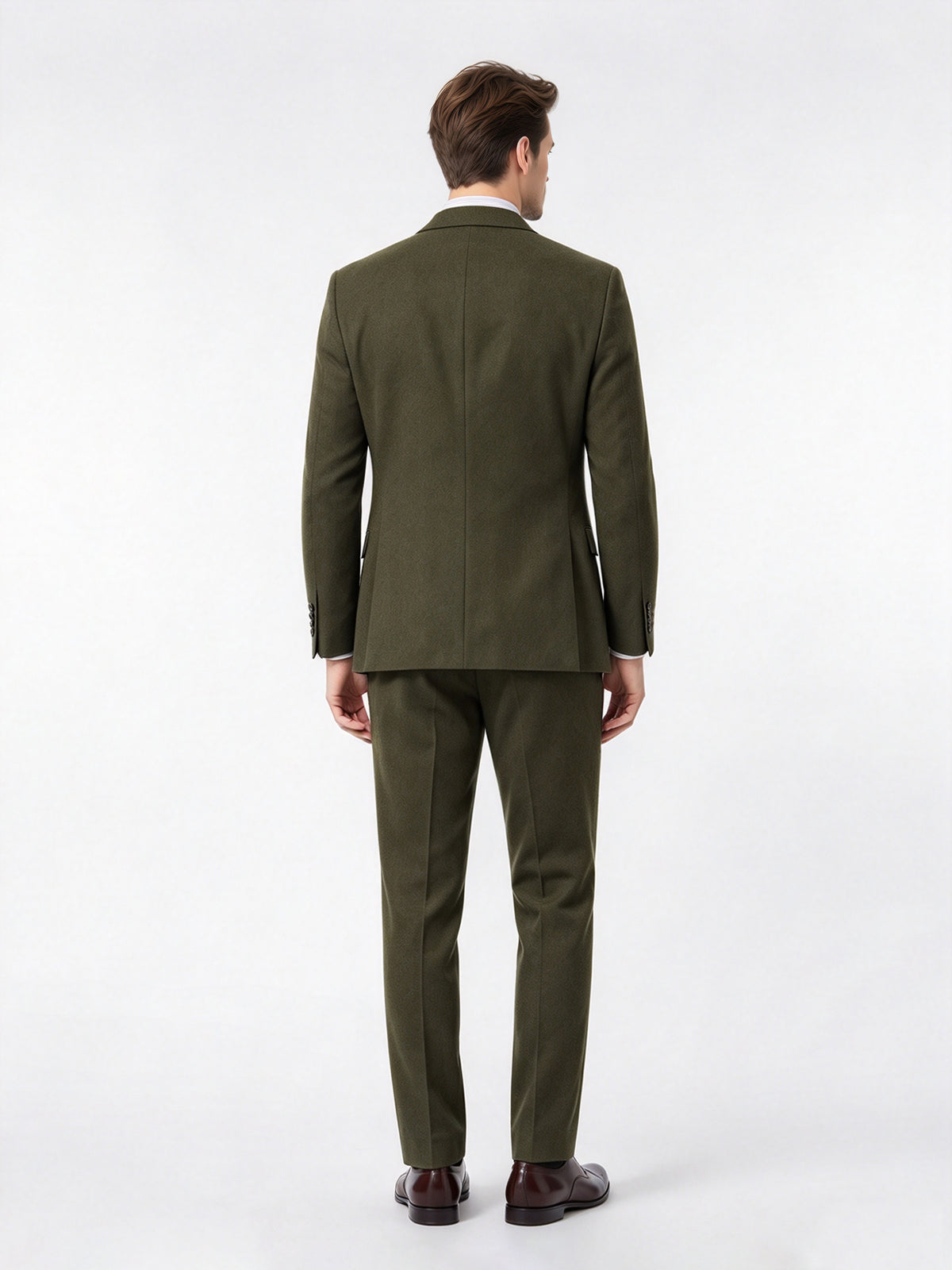 Cicinia 3 Pieces Olive Green Men's Suits Notch Lapel  Double Breasted Jacket Double Breasted Waistcoat Straight Leg Trousers Suit