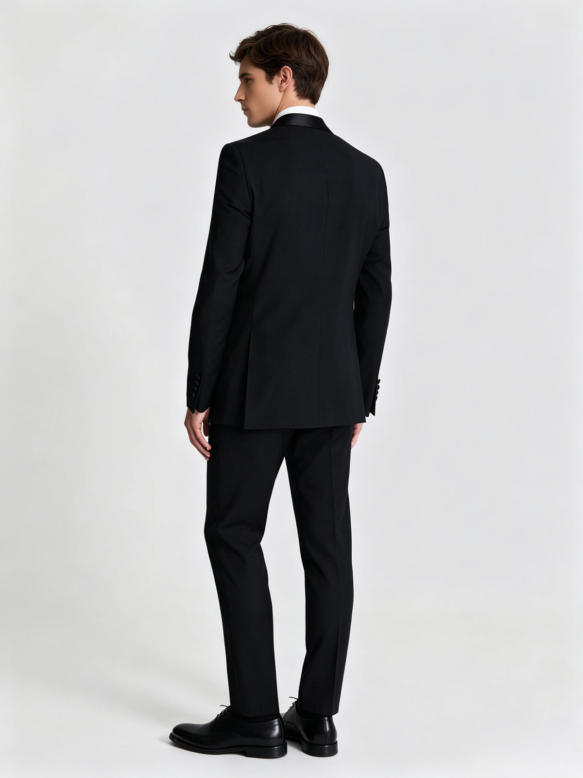 Cicinia 3 Pieces Tuxedo Shawl Lapel Formal Outfit Tailored Fit Solid Black Men's Suits