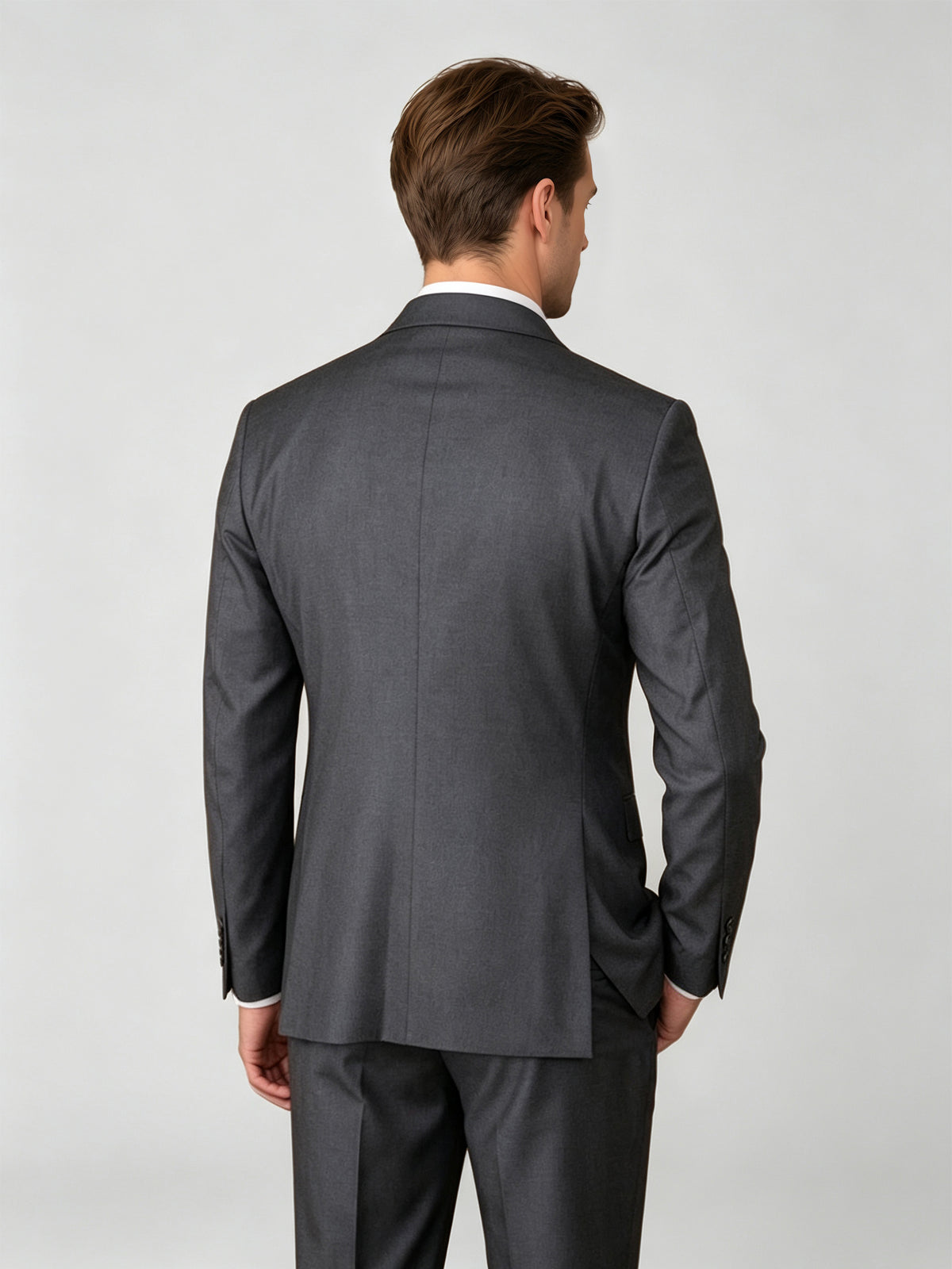 Cicinia 3 Piece Suit Peak Lapel Single Breasted Jacket Double Breasted Vest Pleated Cuffed Trousers Steel Grey Men's Suits