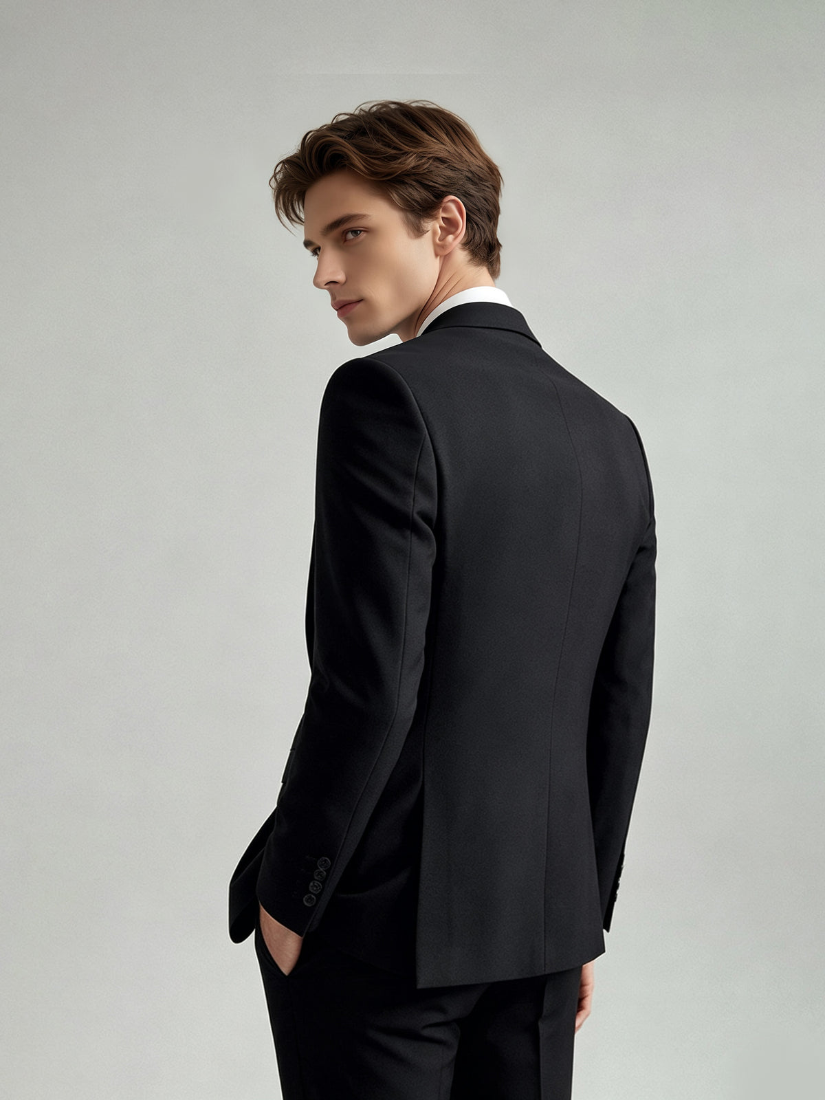 Cicinia Formal Business Suit Double Breasted Notch Lapel V Neck Vest Tailored Fit Jacket And Pants 3 Pieces Black Men's Suits