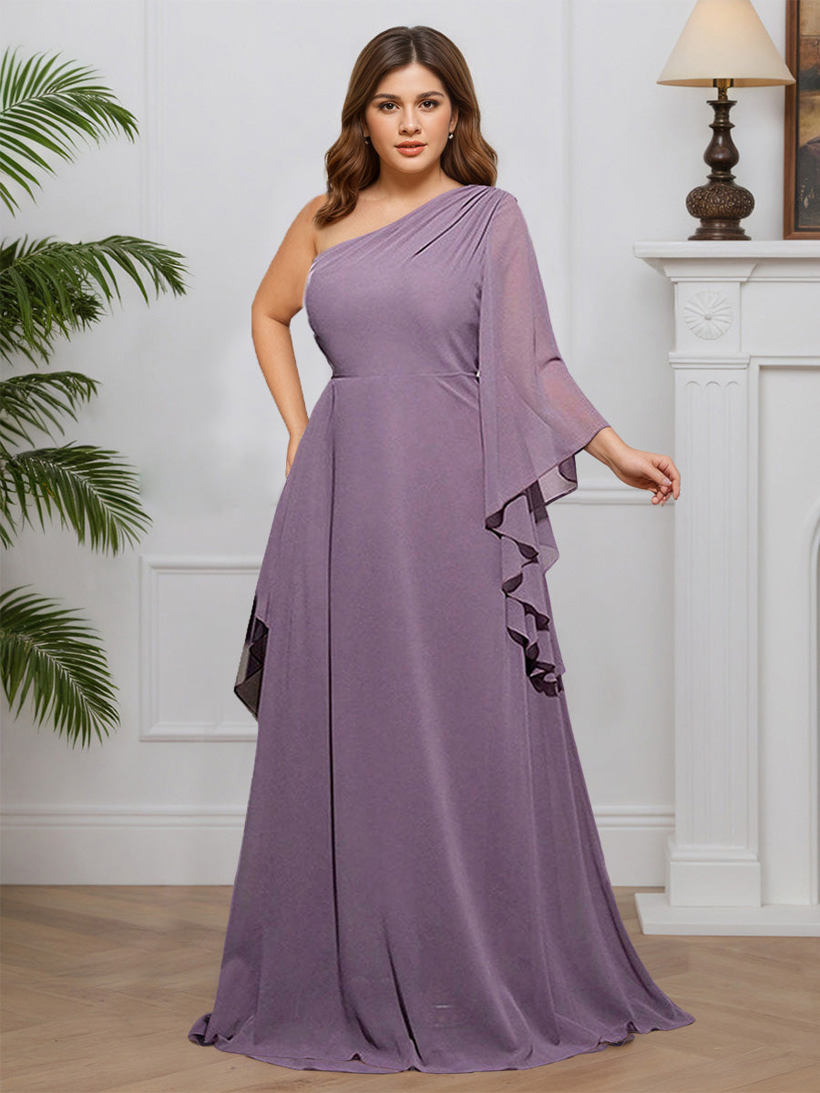 Cicinia Wisteria Prom Dresses Long Chiffon One Shoulder A-line Evening Dresses