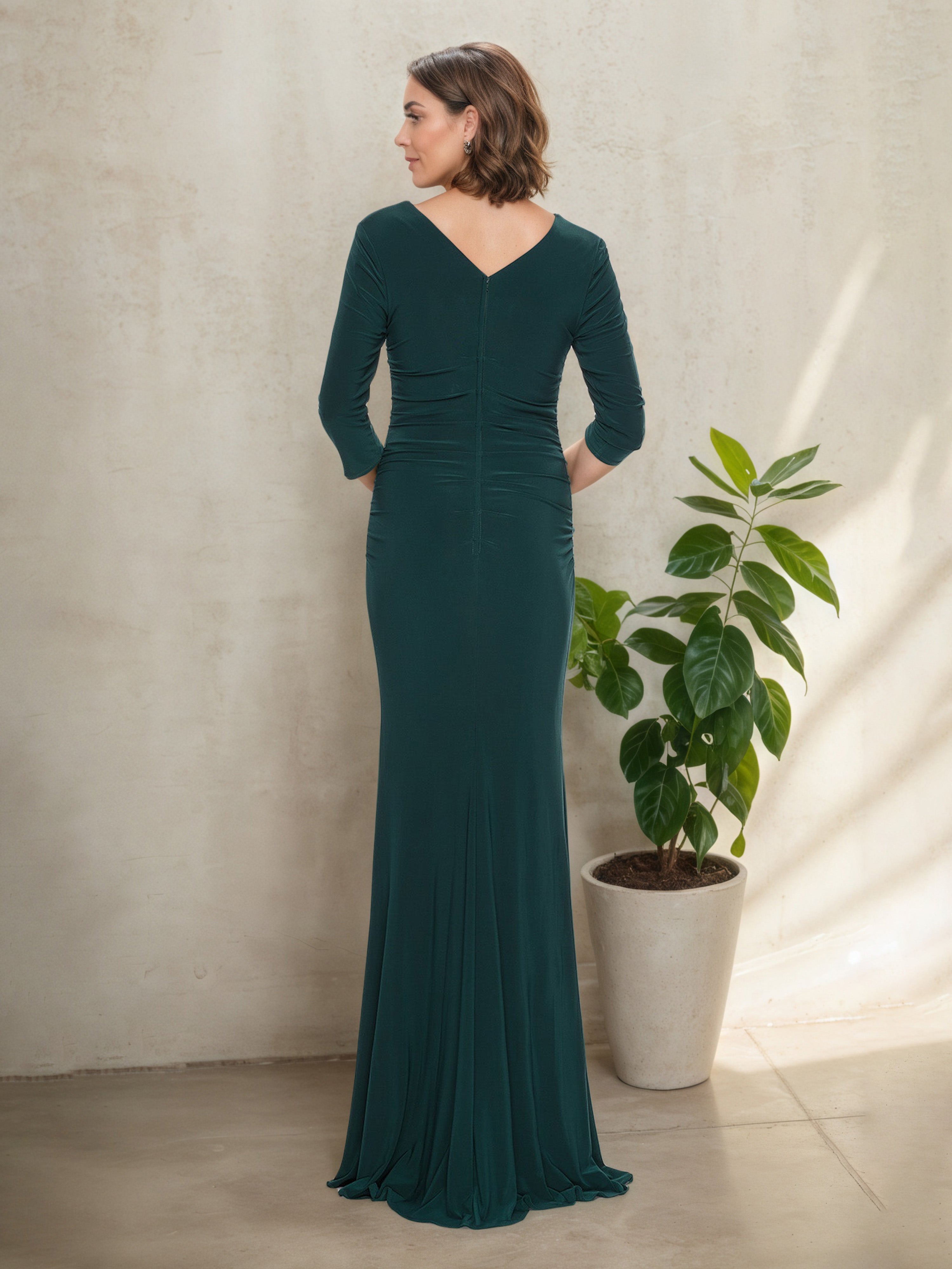 Square Neckline Peacock Sheath/Column Floor Length Mother Of The Bride Dress