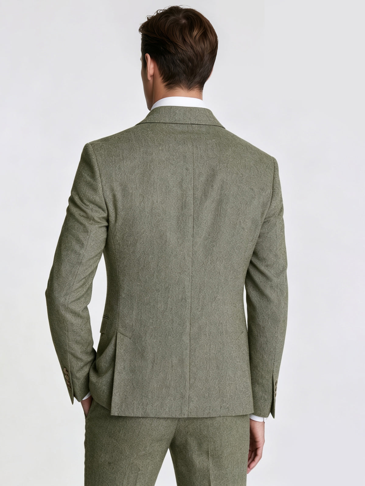 Cicinia Elegant 3 Pieces Notch Lapel Olive Green Men's Suits Slim Fit Men Outfit