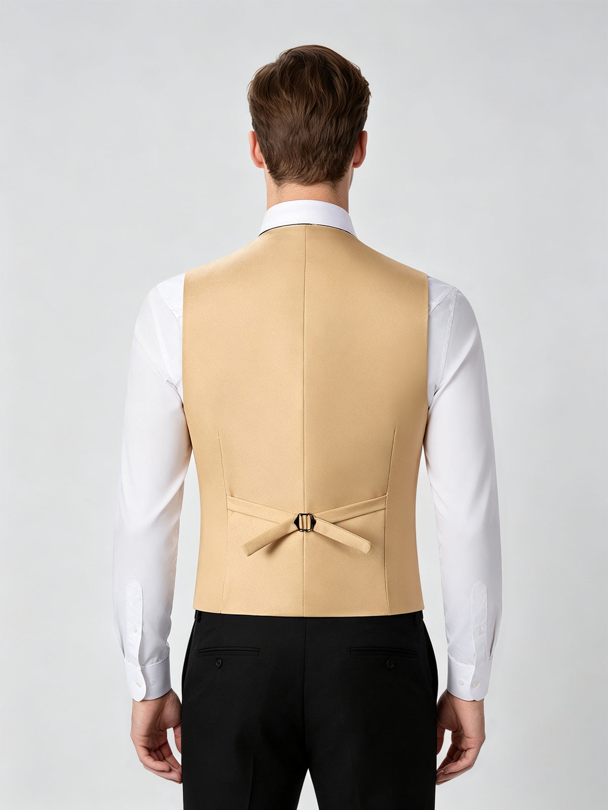 Cicinia Black Men's Suits 3 Pieces Tuxedo Contrast Peak Lapel Single Button Jacket Double Breasted Vest Straight Trousers