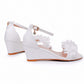 White Floral Open Toe Ankle-Strap Beach Sandals