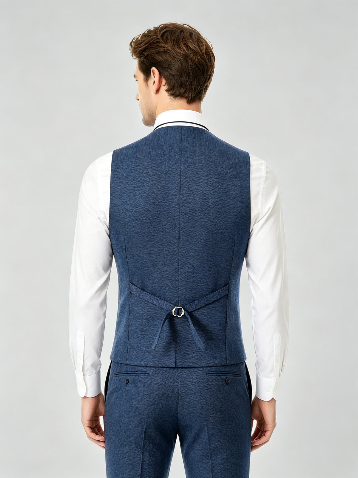 Cicinia 3 Pieces Solid Textured Suit Notch Lapel Single Breasted Jacket Vest Trousers Men's Suits