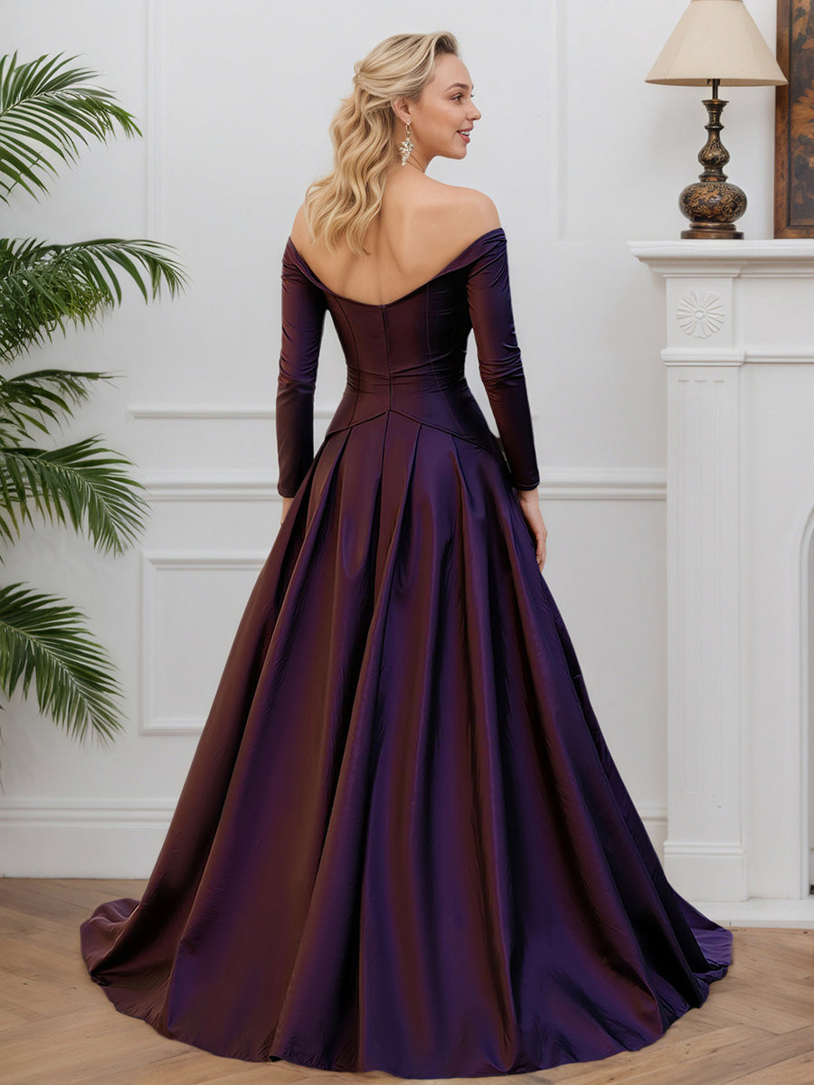 Cicinia Cabernet Mother Of The Bride Dress Long Taffeta A-line Evening Dresses