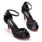Peep Toe Rhinestone Decor Ankle-Strap High Heels