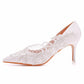 Women's Wedding Shoes White Lace Pointed Toe High Heels