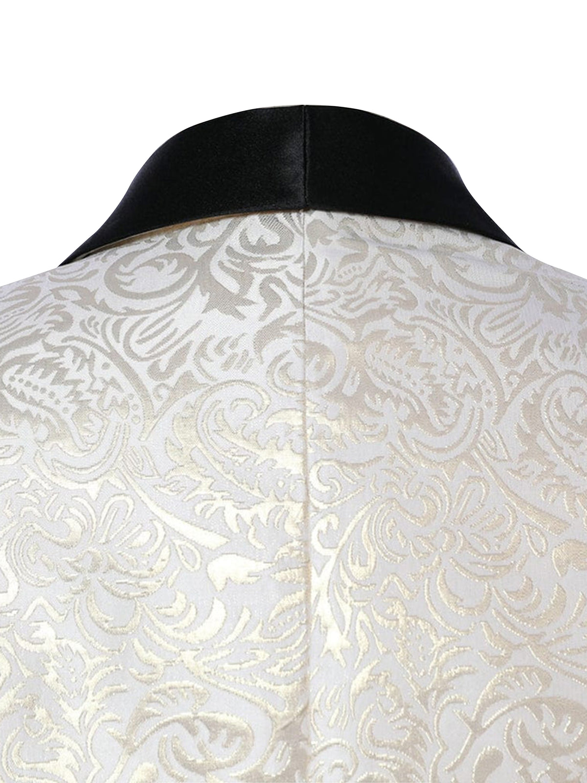 Cicinia 3 Pieces Jacquard Tuxedo Shawl Lapel Single Button Jacket Double Breasted Vest Straight Trousers Ivory And Black Men's Suits