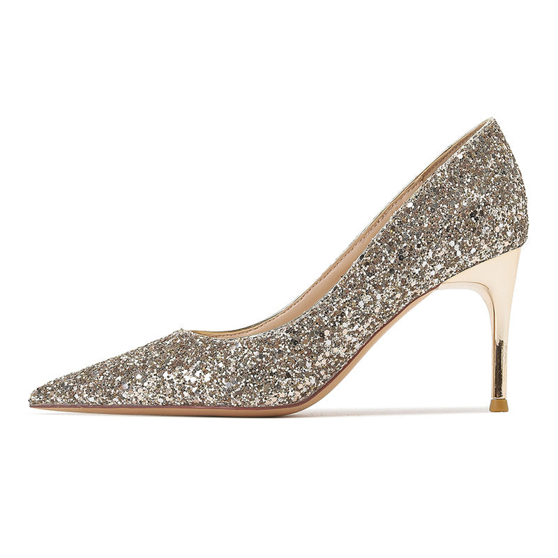 Sparkly Sequins High Heels Women's Wedding Shoes